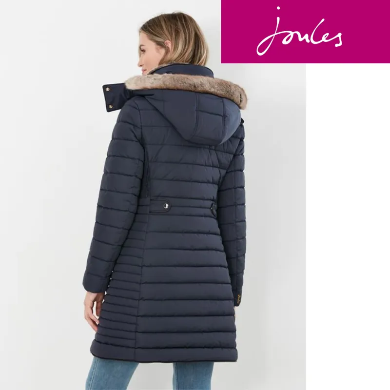 Joules Cherington Showerproof Longline Padded Coat - Marine Navy-6